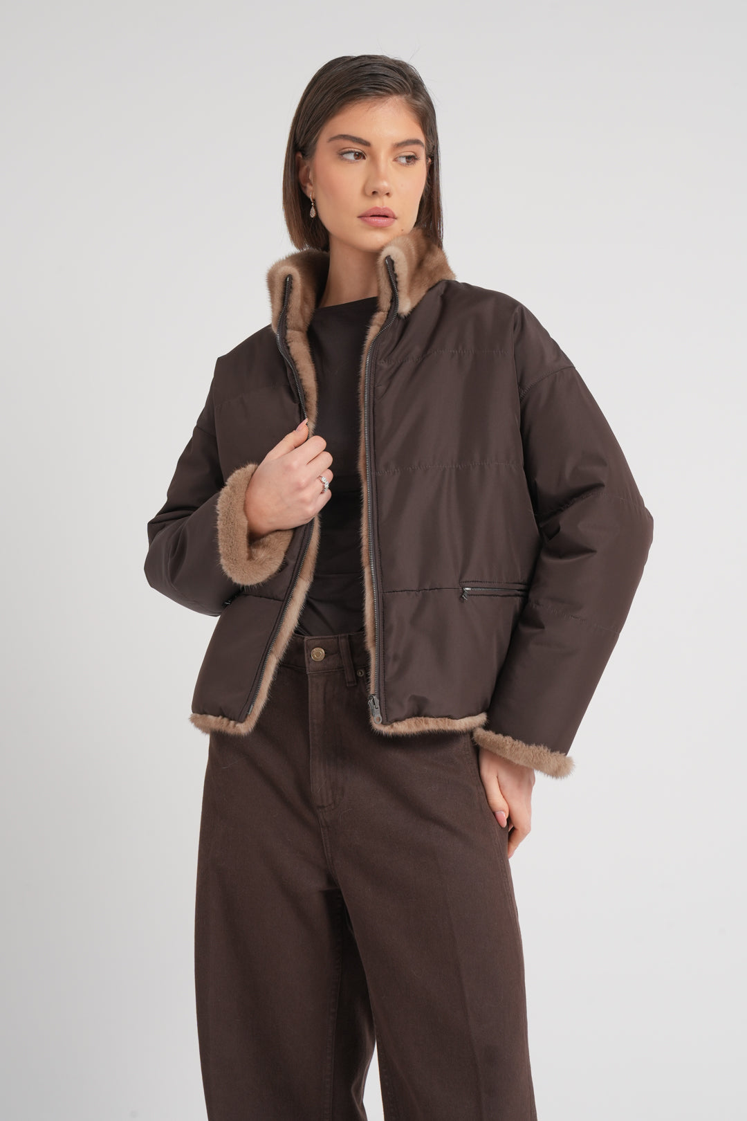 Giacca in visone reversibile